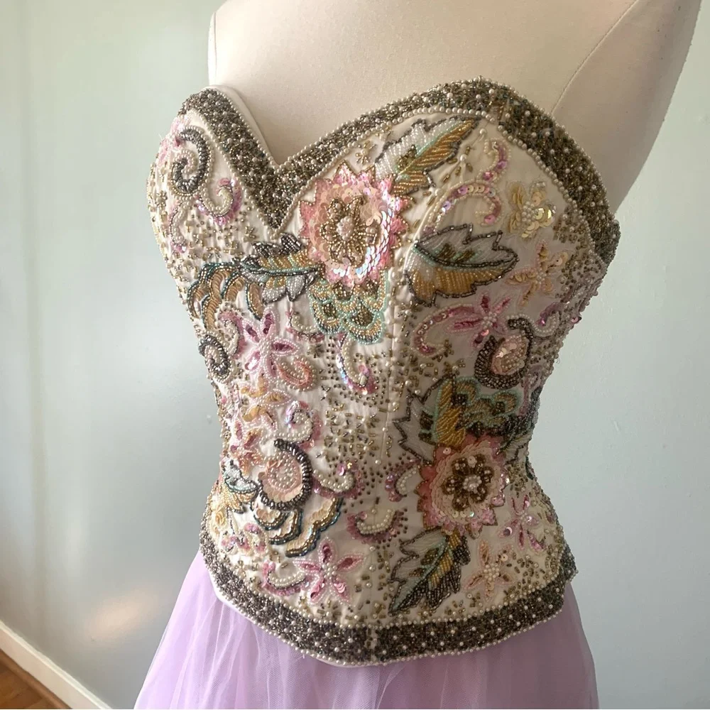 Oleg Cassini Ivory Corset Bustier Prom Bridal - Picture 3 of 8